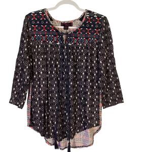 Cowgirl Legend Blouse Women's Size S BOHO Hippie Blouse Geometric Festival